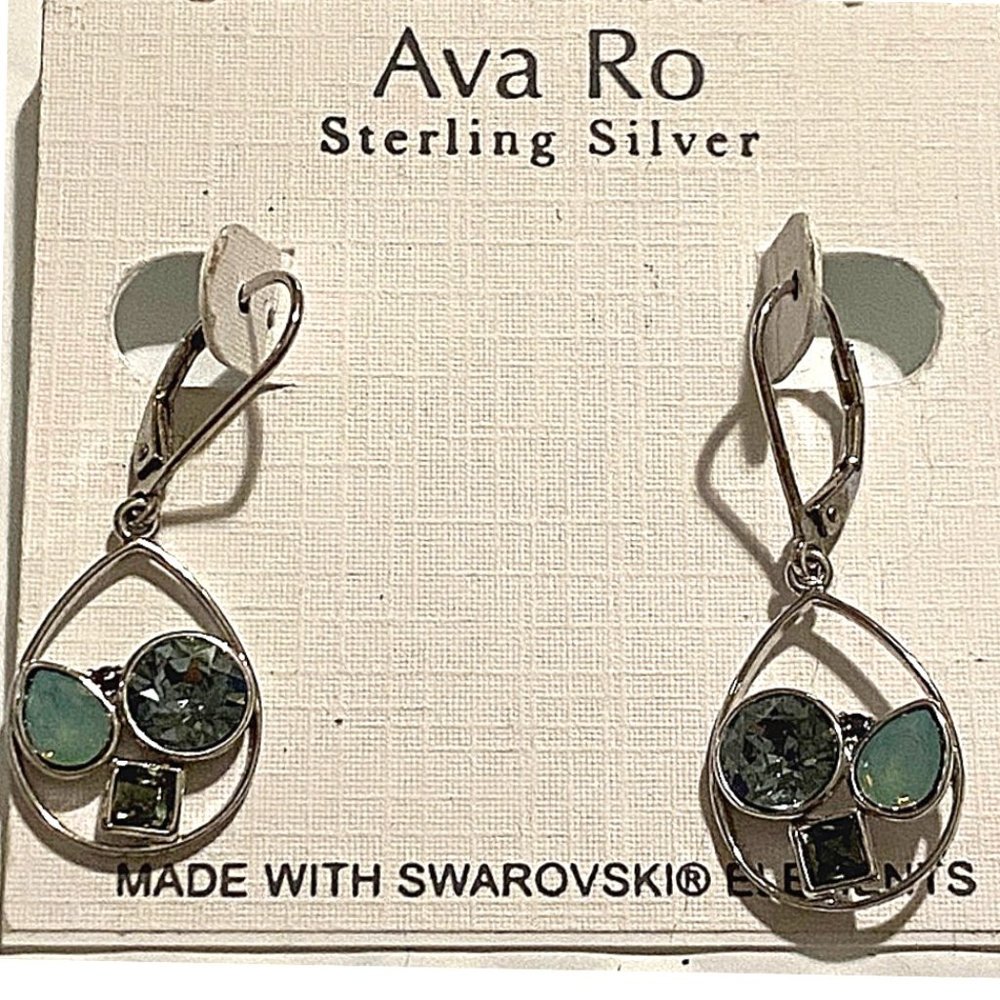 Ava Ro Sterling Silver Swarovski Crystal Earrings